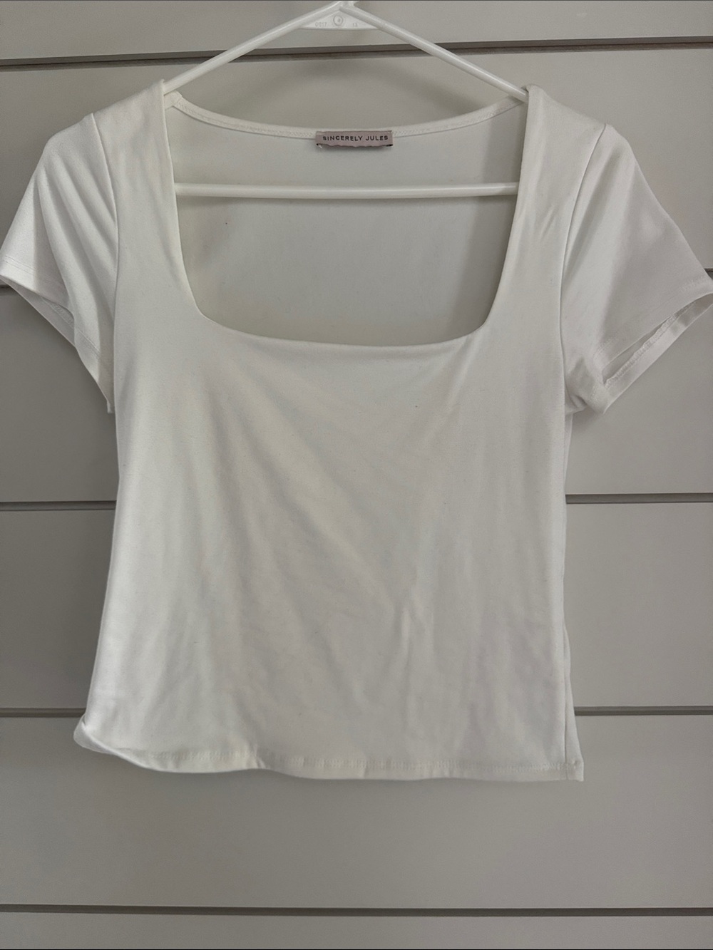 Sincerely Jules White Square Neck Short Sleeve Tee